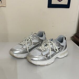 Women’s size 7.5 Silver Metallic Women's Athletic Sneakers worn once